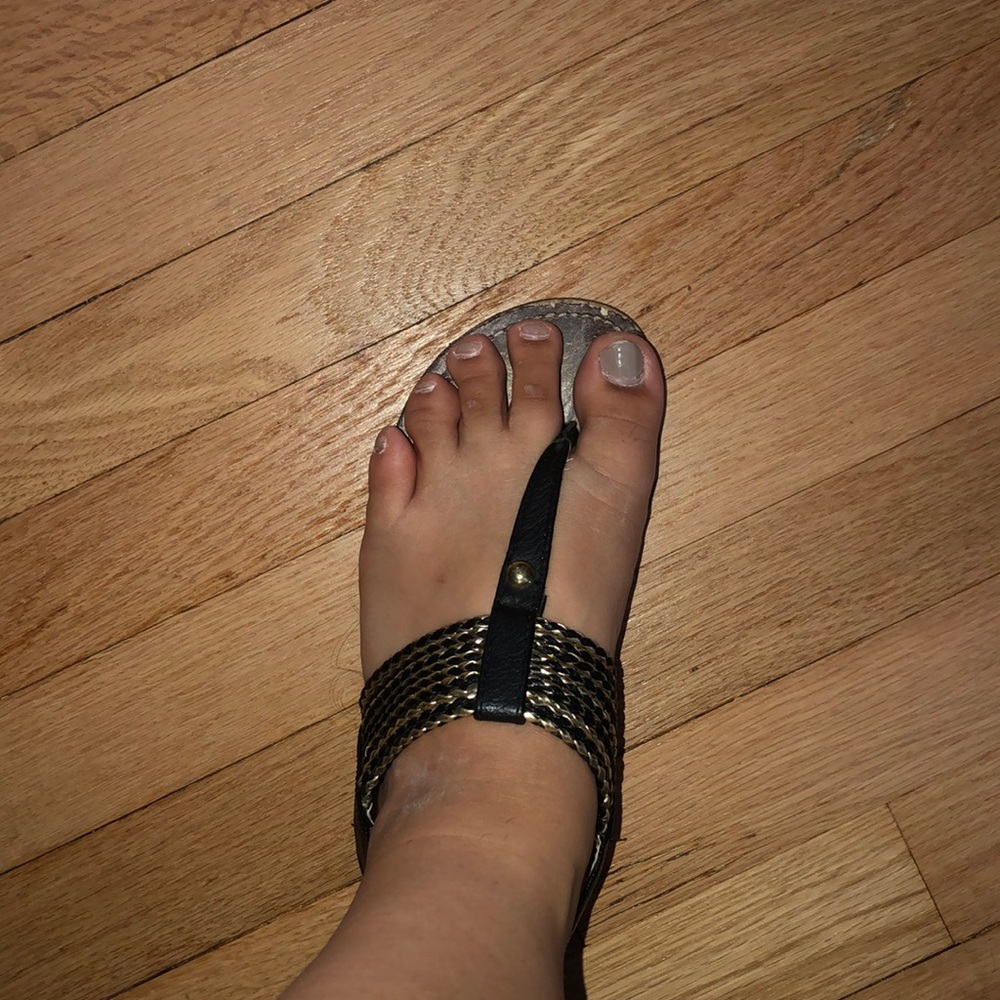 Black and gold sandals